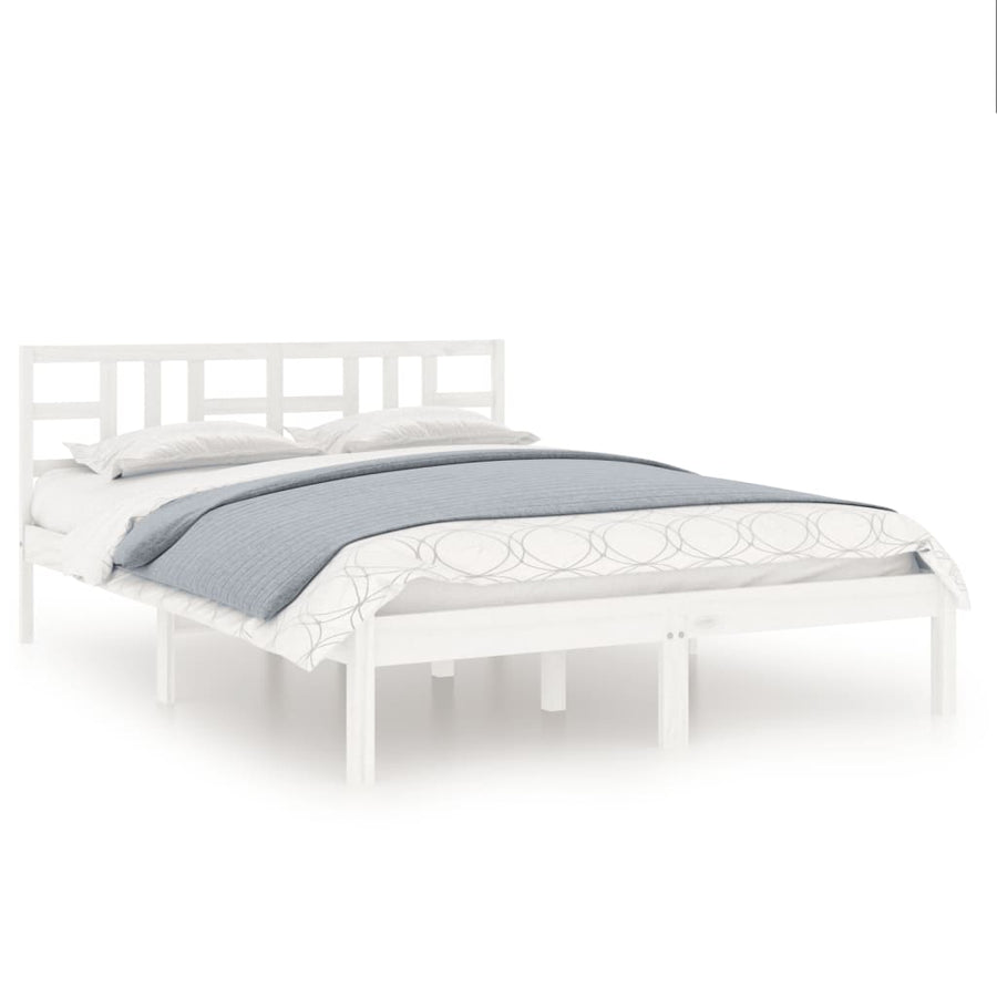Bed Frame without Mattress White 150x200 cm Solid Wood