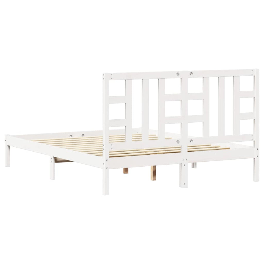 Bed Frame without Mattress White 150x200 cm Solid Wood