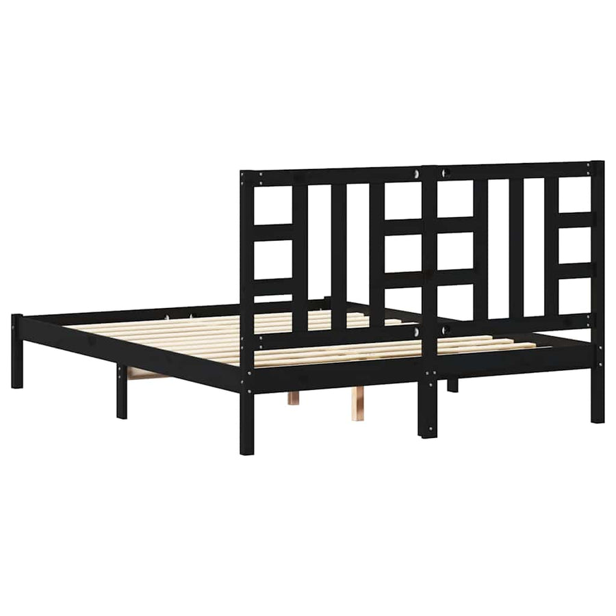 Bed Frame without Mattress Black 150x200 cm Solid Wood