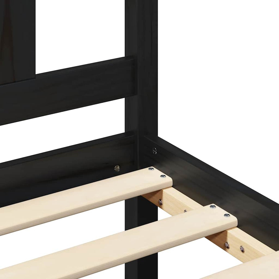 Bed Frame without Mattress Black 150x200 cm Solid Wood
