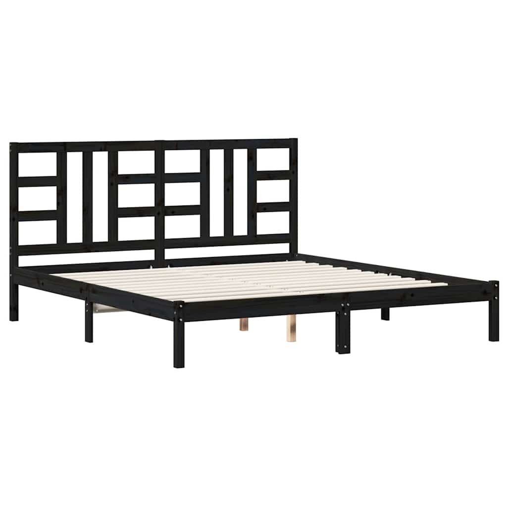 Bed Frame without Mattress Black 183x203 cm King Solid Wood