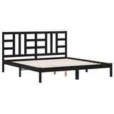 Bed Frame without Mattress Black 183x203 cm King Solid Wood - Front View