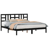 Bed Frame without Mattress Black 183x203 cm King Solid Wood