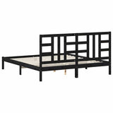 Bed Frame without Mattress Black 183x203 cm King Solid Wood - 45-Degree Angle