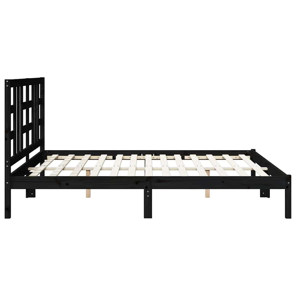 Bed Frame without Mattress Black 183x203 cm King Solid Wood