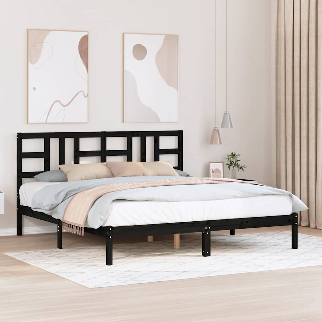 Bed Frame without Mattress Black 183x203 cm King Solid Wood