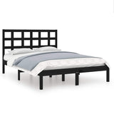 Bed Frame without Mattress Black 135x190 cm Solid Wood - Front View