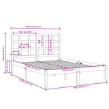 Bed Frame without Mattress Black 135x190 cm Solid Wood - Rear View