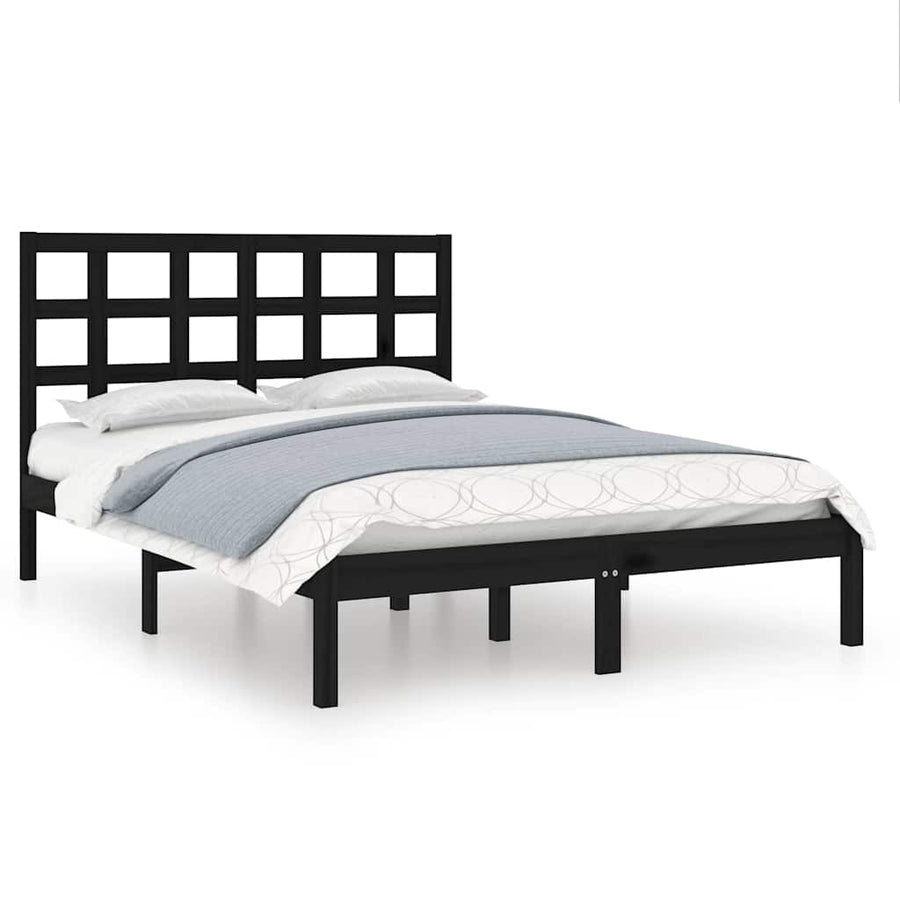 Bed Frame without Mattress Black 150x200 cm Solid Wood