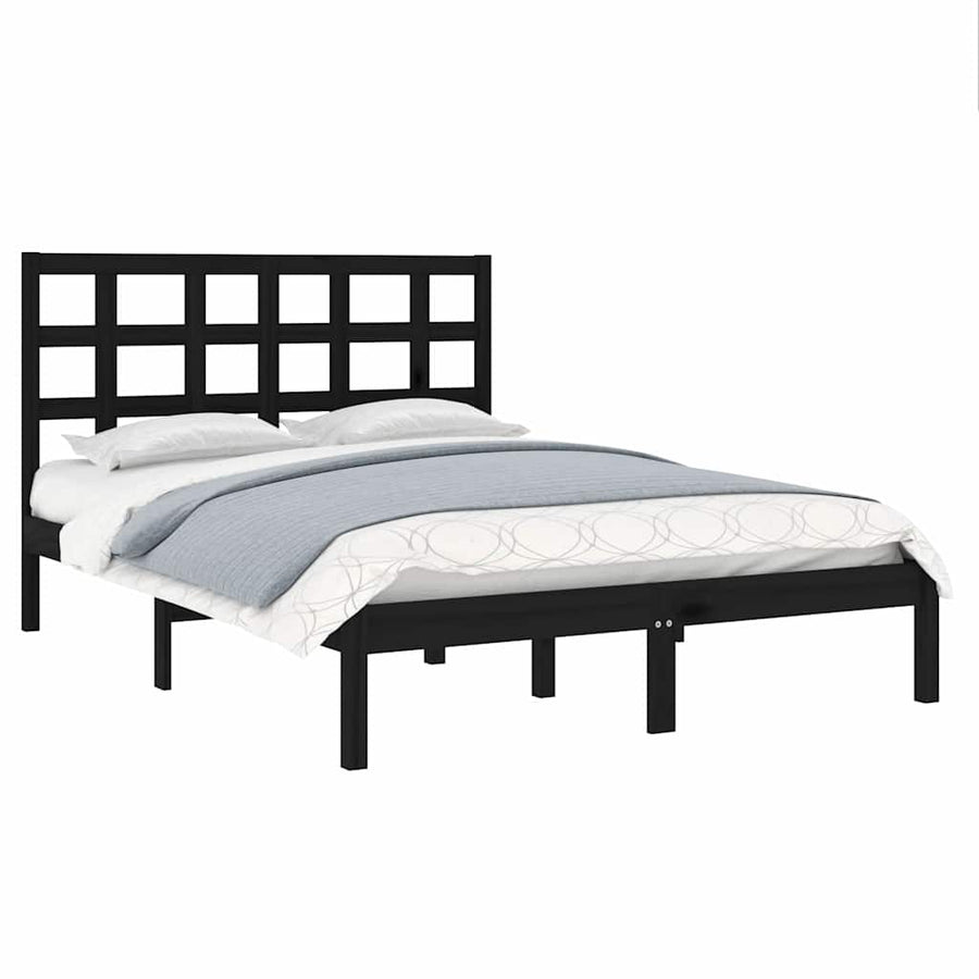 Bed Frame without Mattress Black 150x200 cm Solid Wood