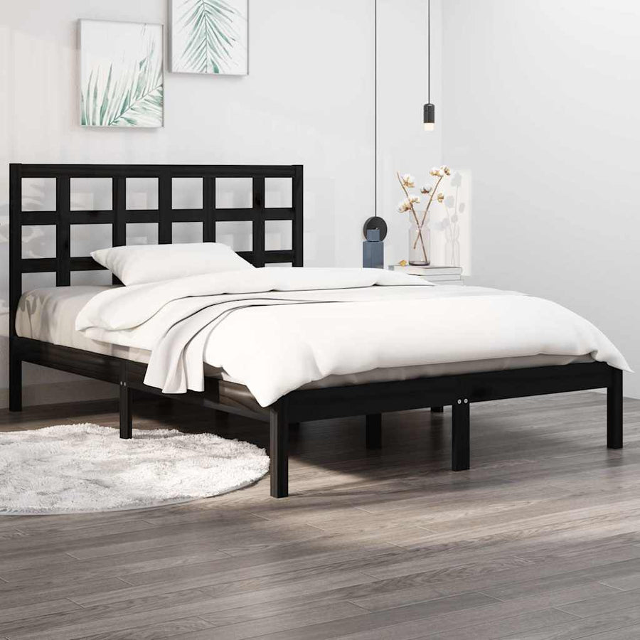 Bed Frame without Mattress Black 150x200 cm Solid Wood