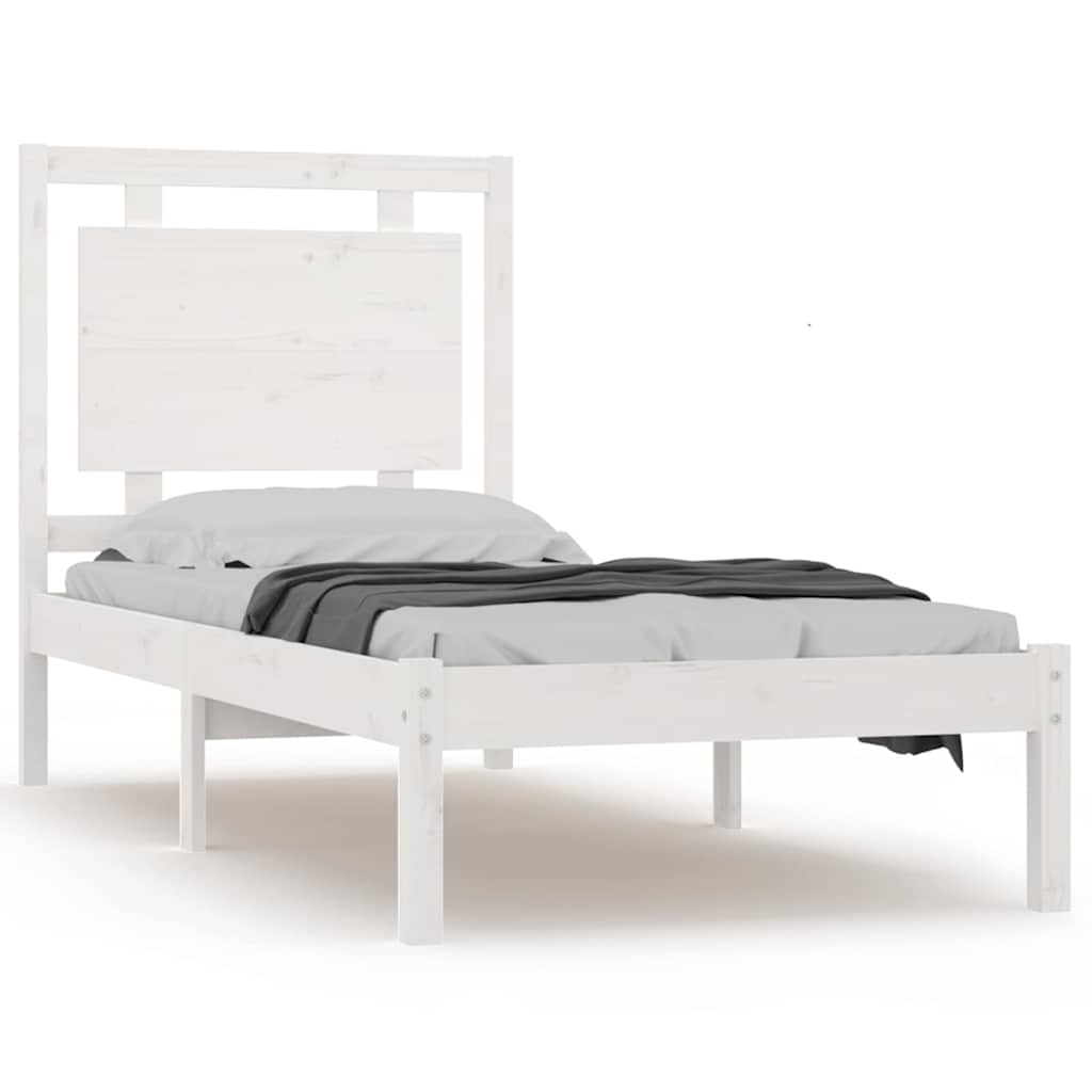 Bed Frame without Mattress White 90x190 cm Solid Wood