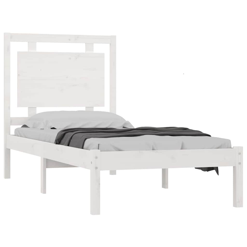 Bed Frame without Mattress White 90x190 cm Solid Wood