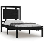 Bed Frame without Mattress Black 90x190 cm Solid Wood