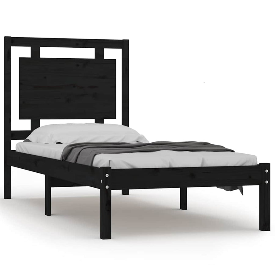 Bed Frame without Mattress Black 90x190 cm Solid Wood