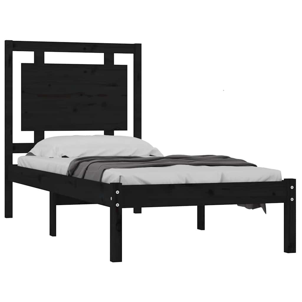 Bed Frame without Mattress Black 90x190 cm Solid Wood