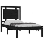 Bed Frame without Mattress Black 90x190 cm Solid Wood