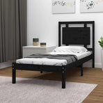 Bed Frame without Mattress Black 90x190 cm Solid Wood