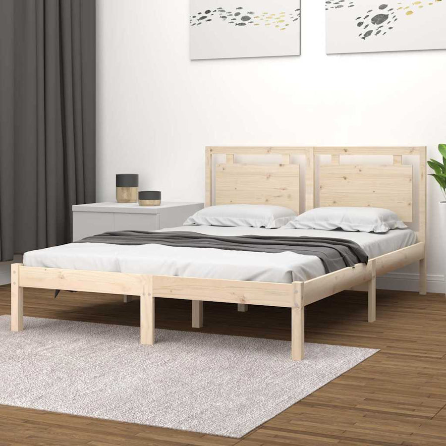 Bed Frame without Mattress 135x190 cm Solid Wood