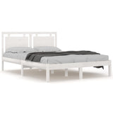 Bed Frame without Mattress White 135x190 cm Solid Wood - Front View