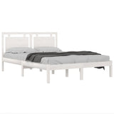 Bed Frame without Mattress White 135x190 cm Solid Wood - Side View