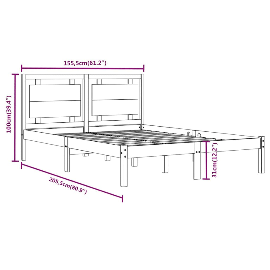 Bed Frame without Mattress 150x200 cm Solid Wood