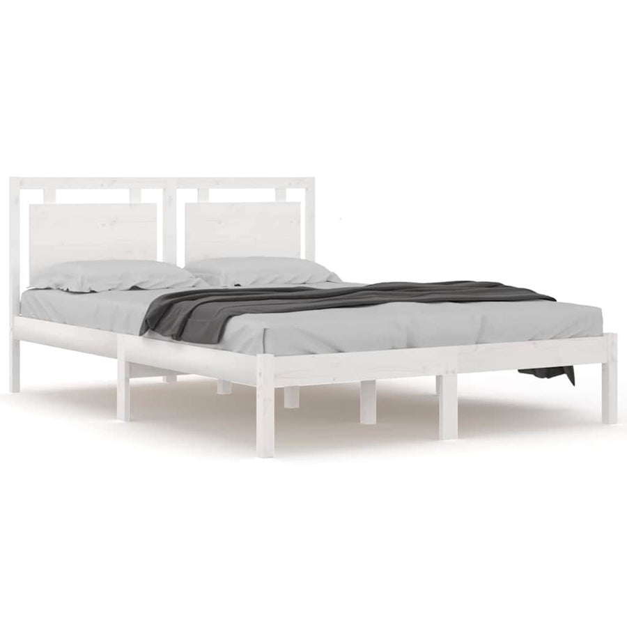 Bed Frame without Mattress White 150x200 cm Solid Wood