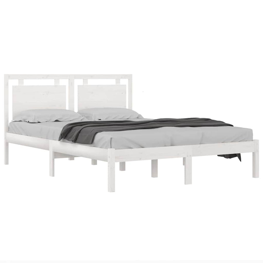 Bed Frame without Mattress White 150x200 cm Solid Wood