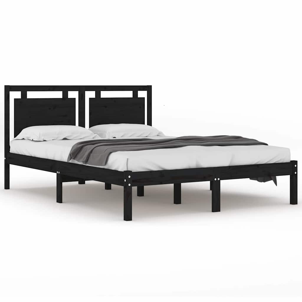 Bed Frame without Mattress Black 150x200 cm Solid Wood