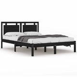 Bed Frame without Mattress Black 150x200 cm Solid Wood - Front View