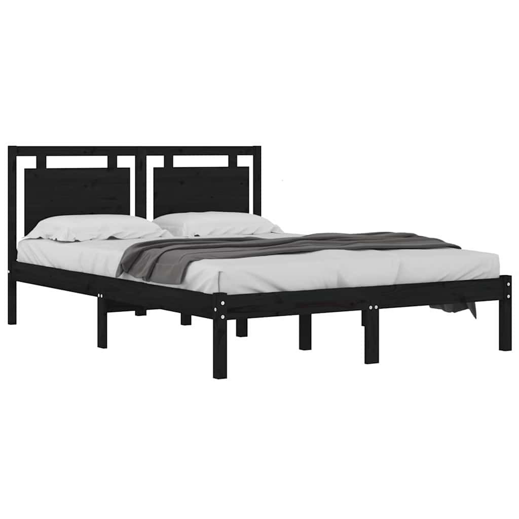 Bed Frame without Mattress Black 150x200 cm Solid Wood