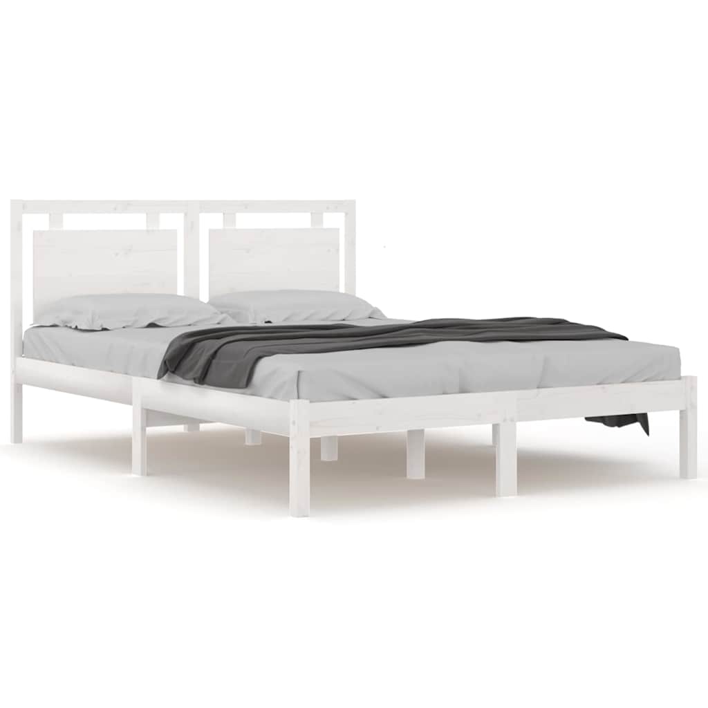 Bed Frame without Mattress White 183x203 cm King Solid Wood