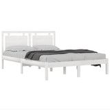 Bed Frame without Mattress White 183x203 cm King Solid Wood