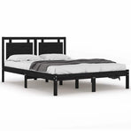 Bed Frame without Mattress Black 183x203 cm King Solid Wood