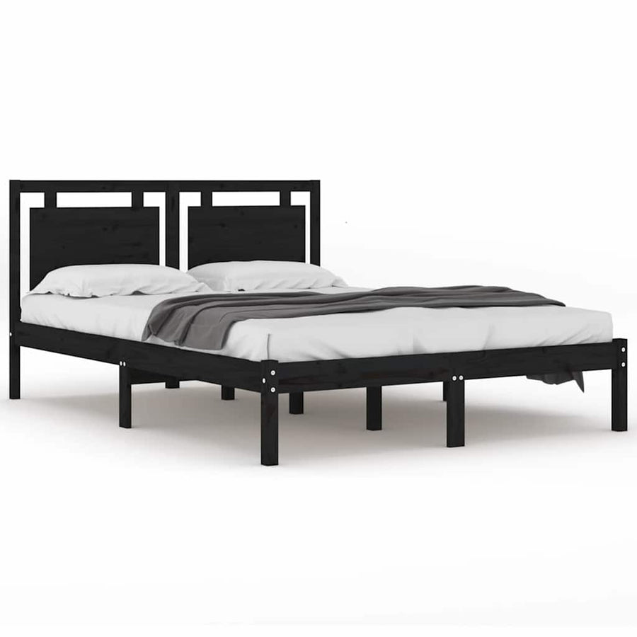 Bed Frame without Mattress Black 183x203 cm King Solid Wood