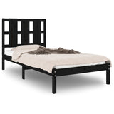 Bed Frame without Mattress Black 90x190 cm Solid Wood - Front View