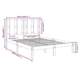 Bed Frame without Mattress Black 135x190 cm Solid Wood