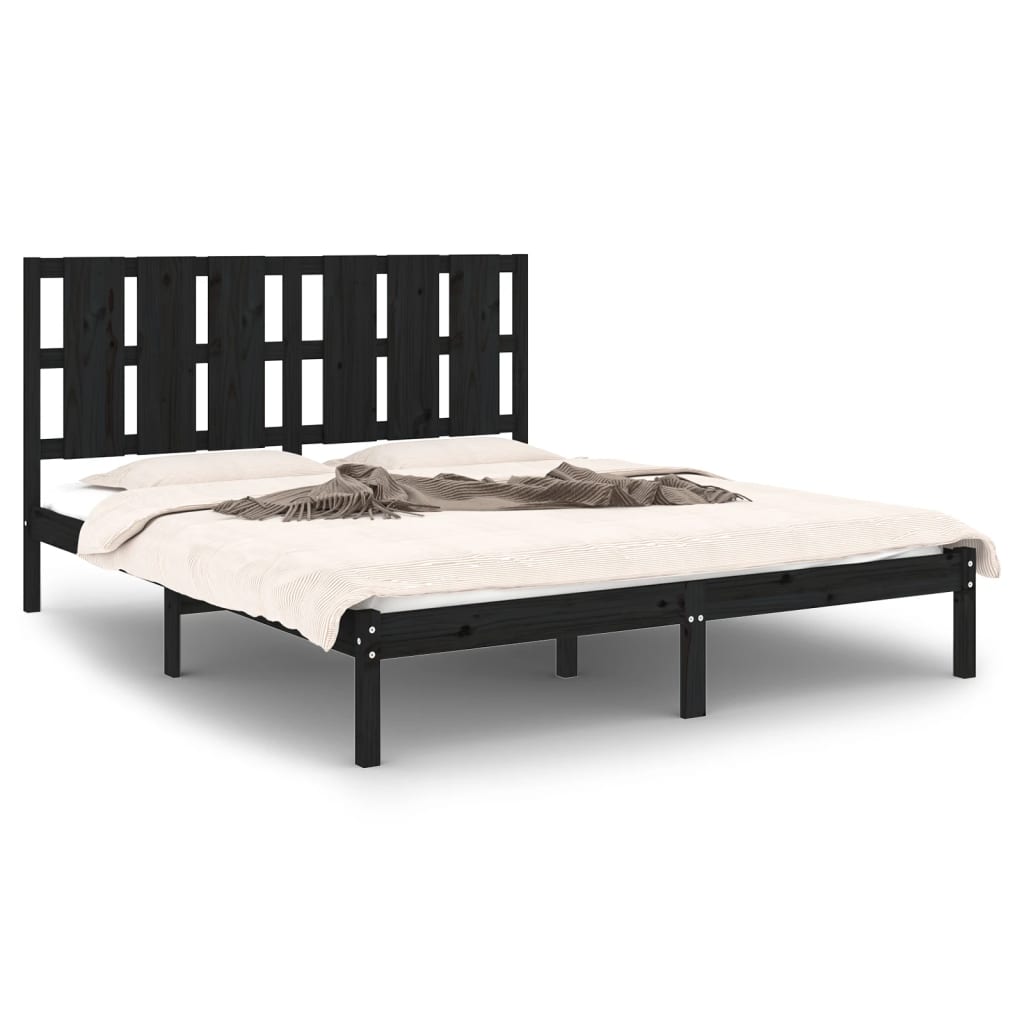 Bed Frame without Mattress Black 150x200 cm Solid Wood