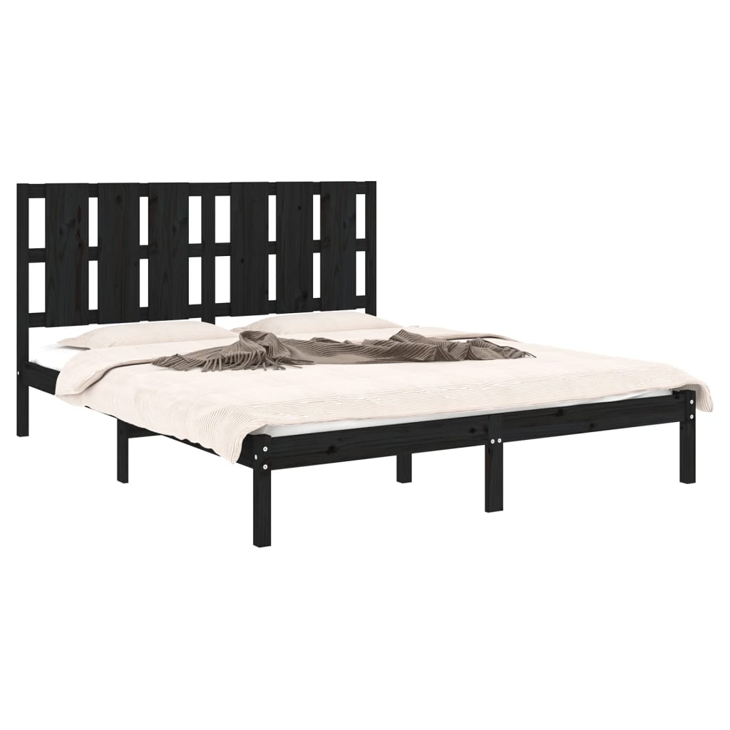 Bed Frame without Mattress Black 150x200 cm Solid Wood