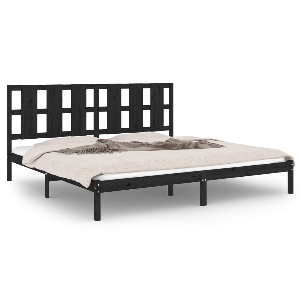 Bed Frame without Mattress Black 183x203 cm King Solid Wood