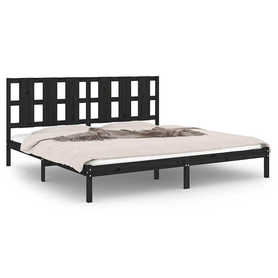 Bed Frame without Mattress Black 183x203 cm King Solid Wood