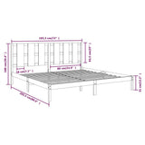 Bed Frame without Mattress Black 183x203 cm King Solid Wood