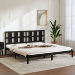 Bed Frame without Mattress Black 183x203 cm King Solid Wood
