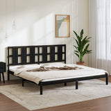 Bed Frame without Mattress Black 183x203 cm King Solid Wood