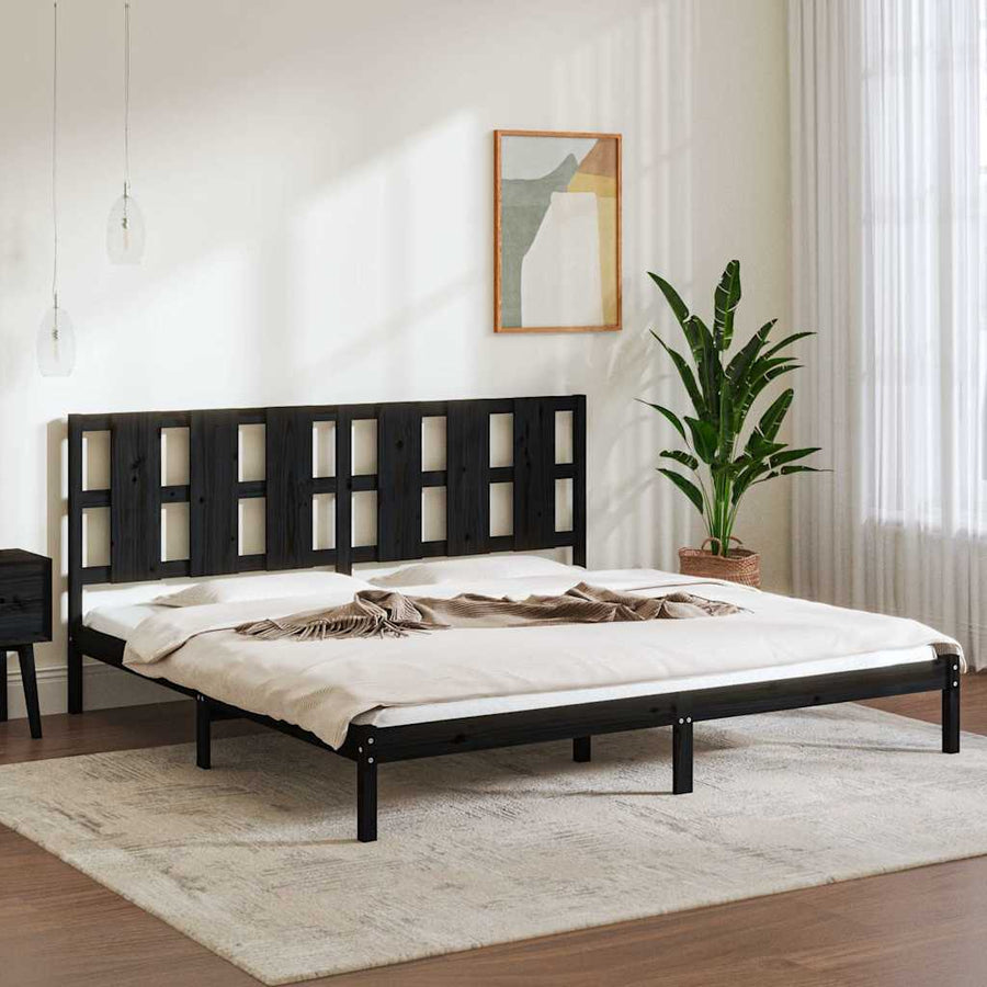 Bed Frame without Mattress Black 183x203 cm King Solid Wood