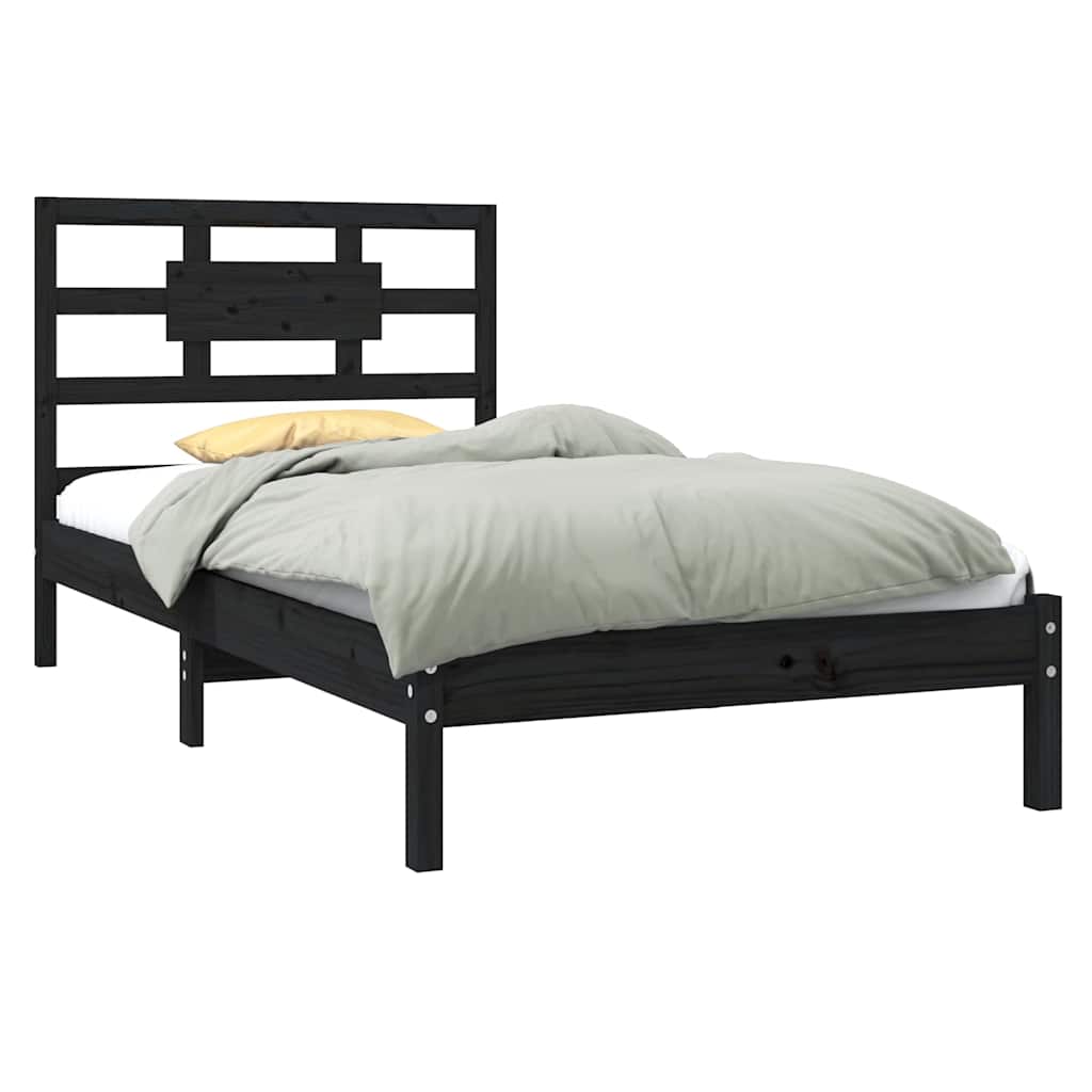 Bed Frame without Mattress Black 90x190 cm Solid Wood