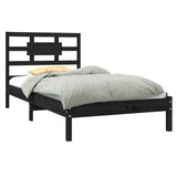 Bed Frame without Mattress Black 90x190 cm Solid Wood - Side View