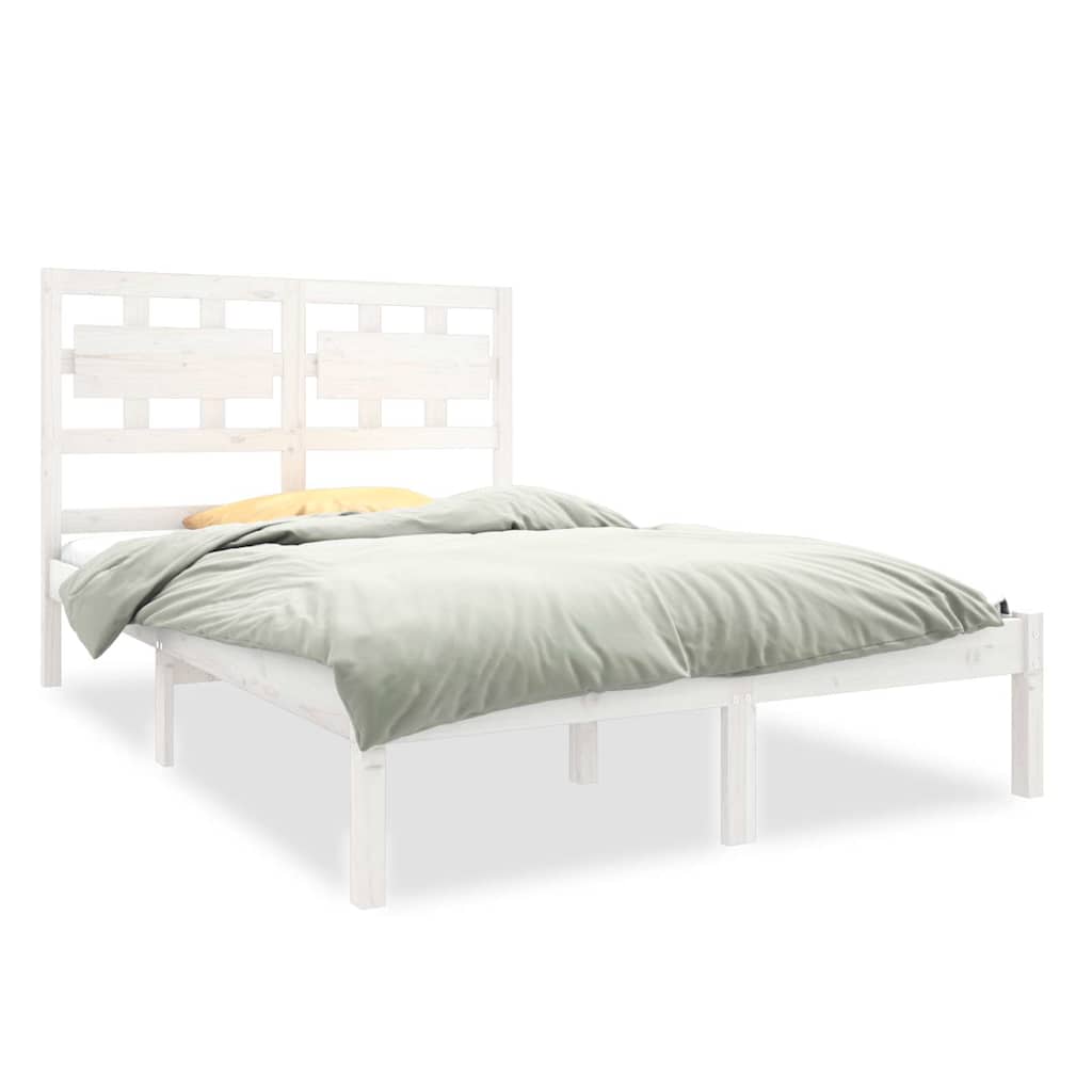 Bed Frame without Mattress White 135x190 cm Solid Wood
