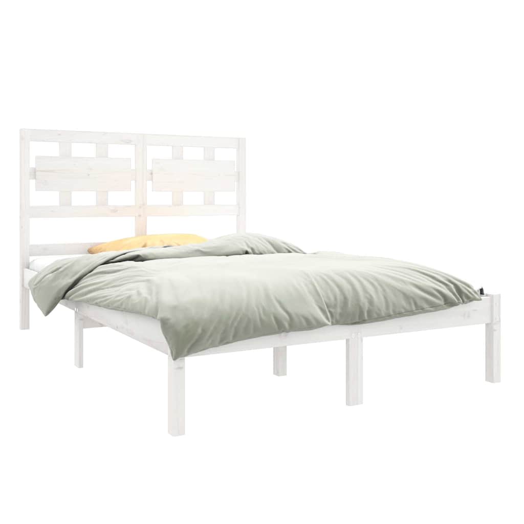 Bed Frame without Mattress White 135x190 cm Solid Wood