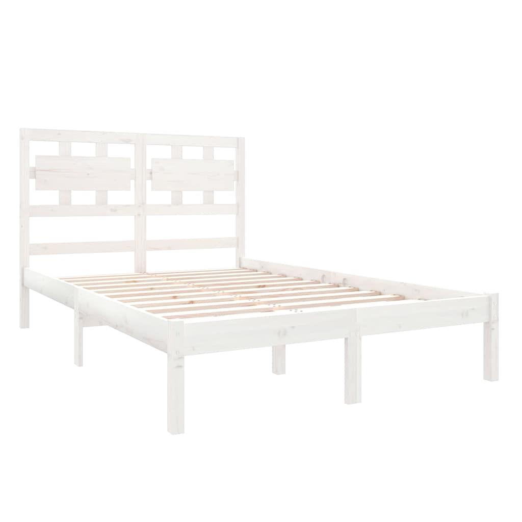 Bed Frame without Mattress White 135x190 cm Solid Wood